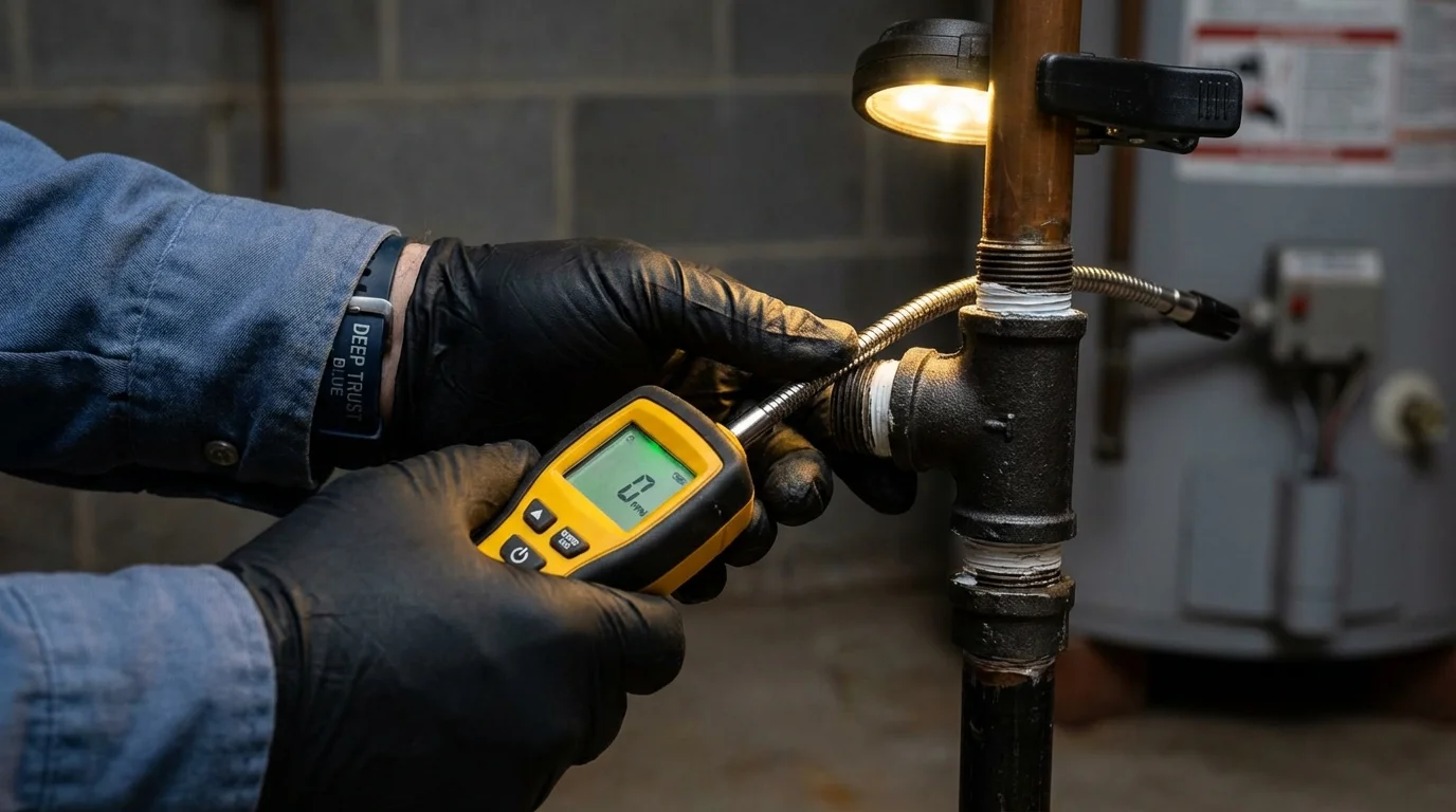 Gas leak detection with electronic sniffer by Johns Plumbing LLC in Montgomery